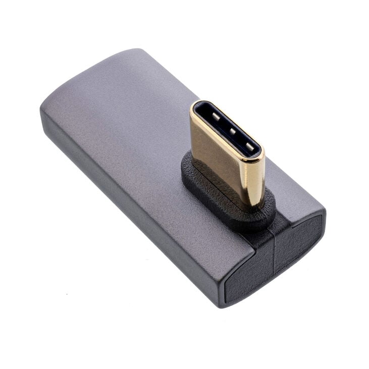 InLine® USB4 Adapter - USB-C plug/socket angled vertically left/right, grey image number 1