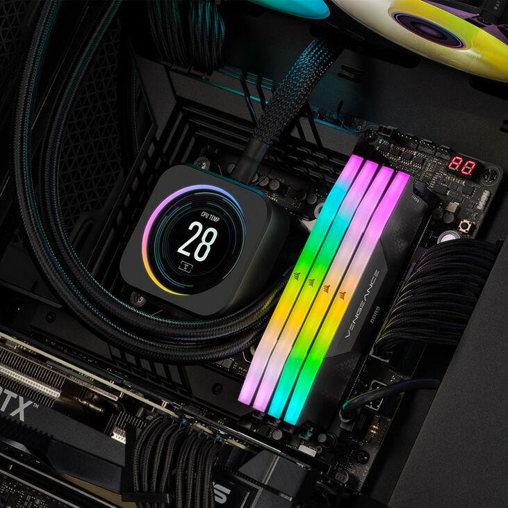 Corsair Vengeance RGB DDR5-6400 RAM, CL32, XMP - 64 GB Quad-Kit, black image number 5