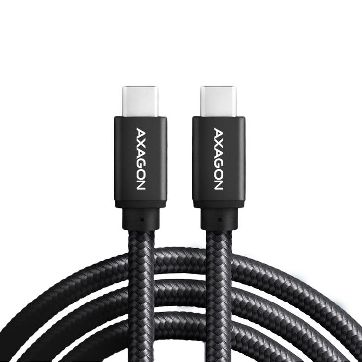 AXAGON BUCM-CM15AB USB-C zu USB-C 2.0 Kabel, 1,5m, PD 60W, 3A, geflochten - schwarz image number 1