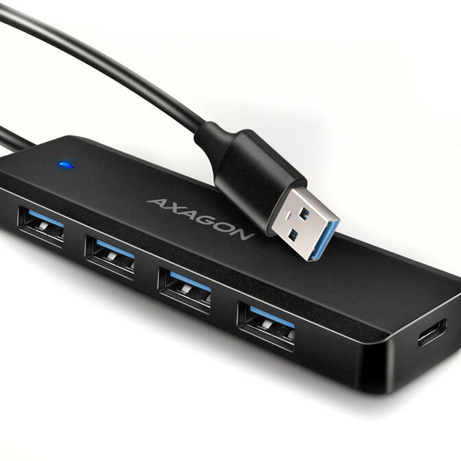 AXAGON HUE-C1A Superspeed USB-A Travel Hub, 4x USB 3.0 - 20cm, schwarz image number 1