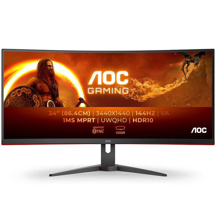 AOC Gaming CU34G2XE/BK, 34 inch Curved Gaming Monitor, 144 Hz, VA, Adaptive Sync image number 2