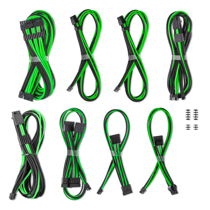 CableMod C-Series Pro ModMesh Sleeved 12V-2x6 12VHPWR Dual StealthSense Cable Kit for Corsair RMi, RMx (Black Label) - black/light green image number 1