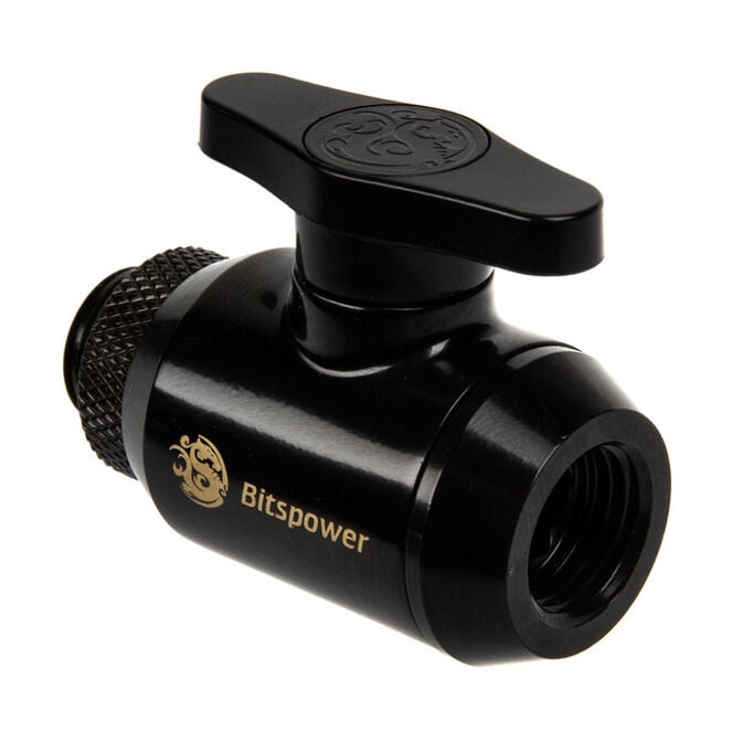 Bitspower Absperrhahn 1x IG 1/4 Zoll & 1x G1/4 Zoll AG, drehbar - matt black image number 0