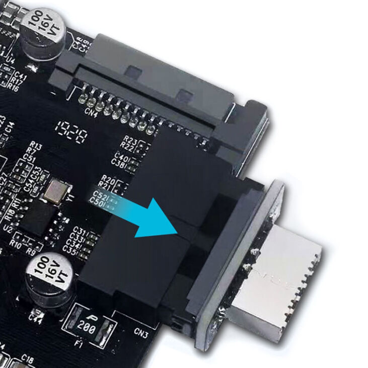 Grey internal 19-pin connector (USB 3.0) to USB 3.1 Type-E 20-pin Key A - 180 degrees image number 1