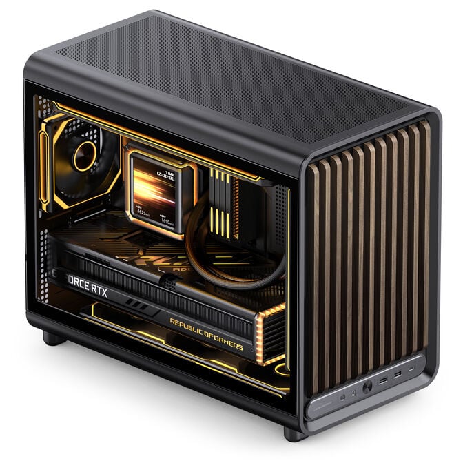 Jonsbo D33 Wood PC Case, Mini Case, mATX, Tempered Glass - Black, Wood image number 6