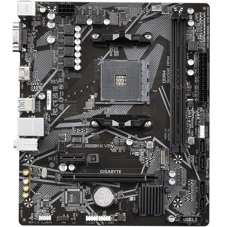GIGABYTE A520M K V2 Motherboard, Socket AM4, AMD A520, Micro-ATX, DDR4 image number 2