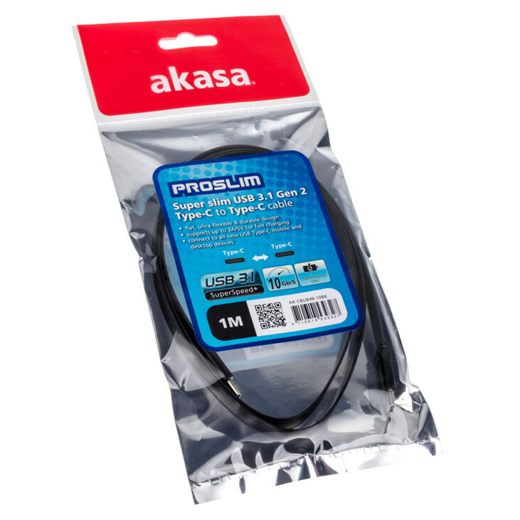 Akasa Typ C zu Typ C Adapter Kabel PROSLIM - schwarz image number 2