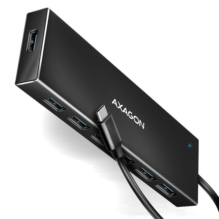 AXAGON HUE-F7C 7x USB 3.2 Gen 1 Aluminium Flat Hub, 30 cm USB-C cable image number 1