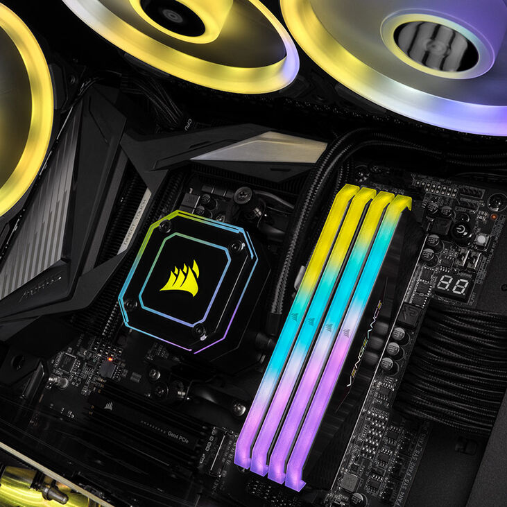 Corsair Vengeance RGB RT DDR4-3600 RAM, CL18, XMP - 32 GB Quad-Kit, black image number 7