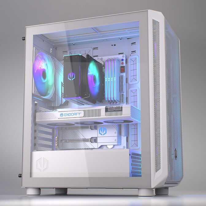 Endorfy Arx 500 ARGB PC Case, Mid Tower, ATX, Tempered Glass - including 4x 140mm ARGB Fans, White image number 1