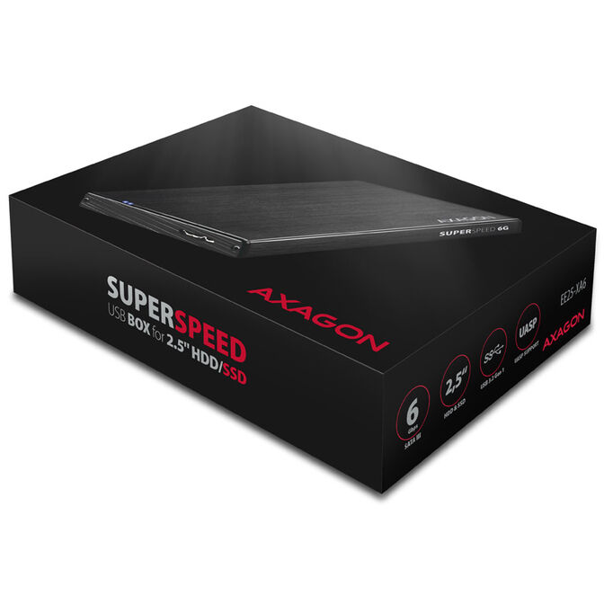 AXAGON EE25-XA6 external 2.5" enclosure, USB3.0 / SATA 6G, aluminium - black image number 5
