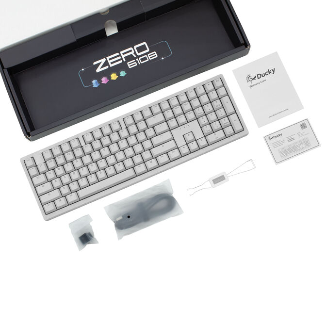 Ducky Zero 6108 Pure White Wireless Gaming Keyboard, RGB - Cherry MX2A Blue, ANSI (US) image number 7