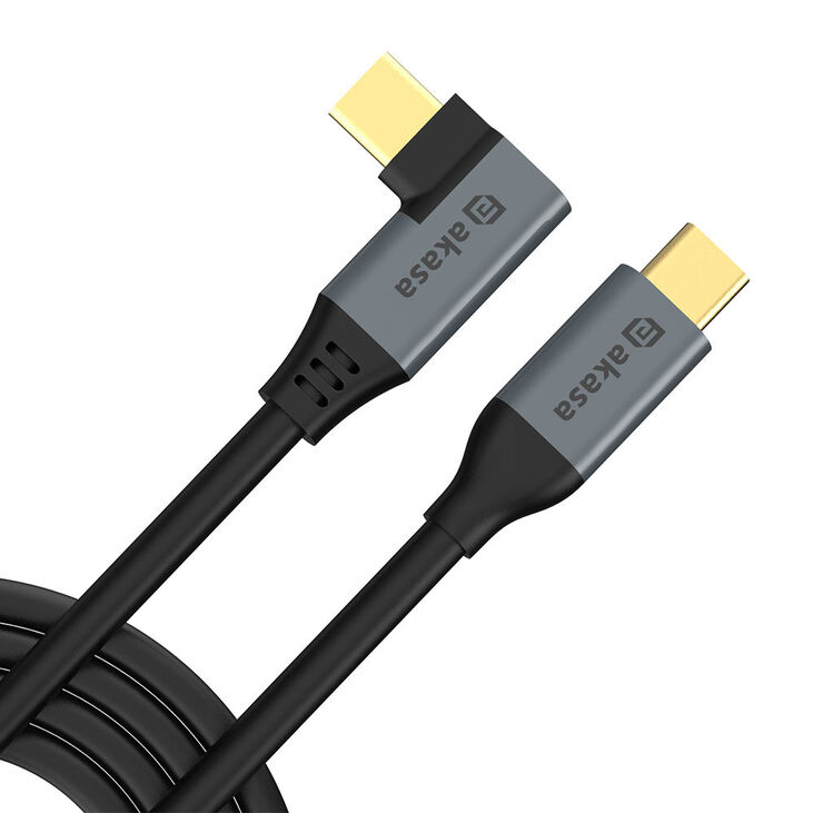 Akasa USB Typ C zu USB Typ C 100W PD Ladekabel, gewinkelt - schwarz image number 2