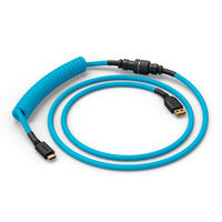 Glorious GMMK Coiled Cable Electric Blue, Spiralkabel, USB-C/USB-A - hellblau/schwarz