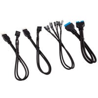 Corsair Premium Sleeved Frontpanel Kabel Verl&auml;ngerungskit, schwarz