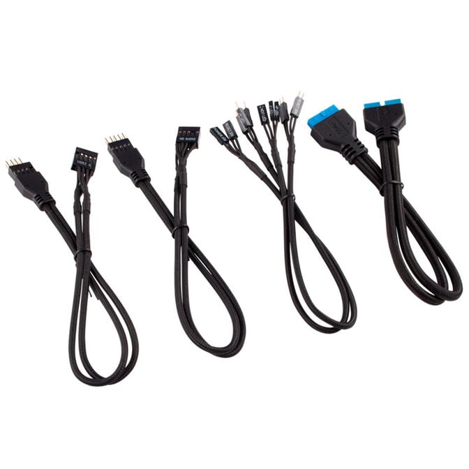 Corsair Premium Sleeved Frontpanel Kabel Verl&auml;ngerungskit, schwarz image number 0