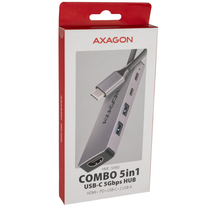 AXAGON HMC-5H60 5-in-1-Hub - 1x USB-C, 3x USB-A, HDMI, Power Delivery image number 3