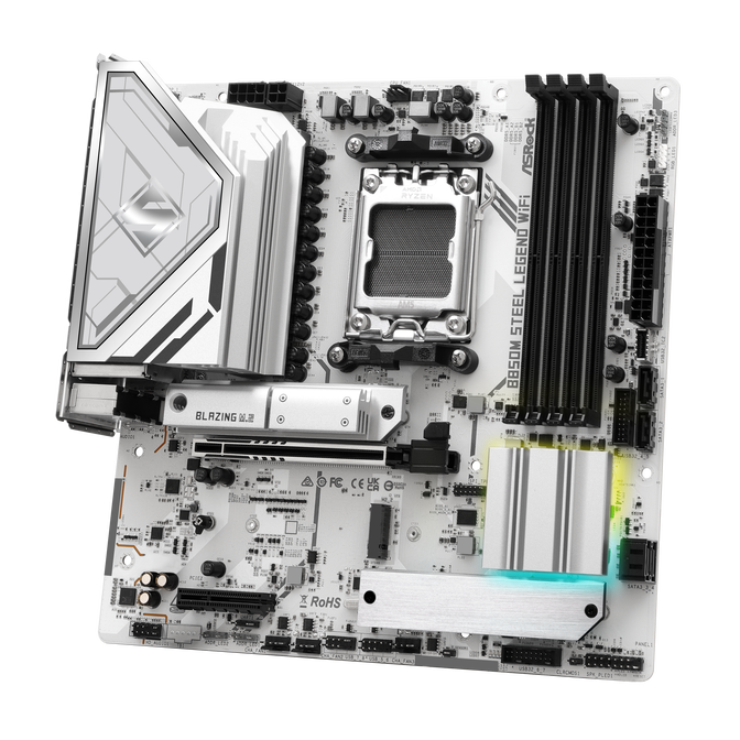ASROCK B850M Steel Legend Wifi Mainboard, Sockel AM5, AMD B850, Micro-ATX, DDR5 image number 2