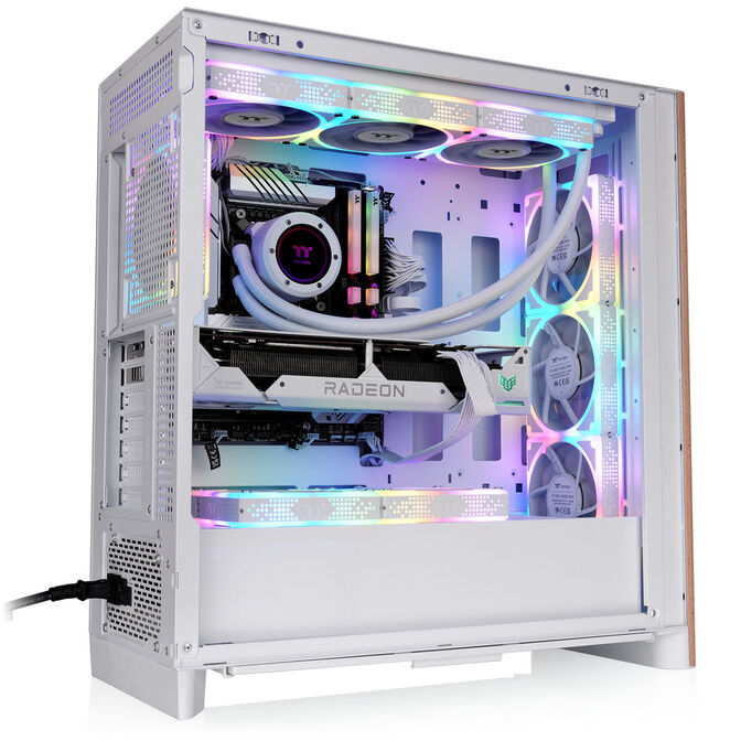 Thermaltake S370 WS PC Case, Mid-Tower, E-ATX, Tempered Glass - white image number 4