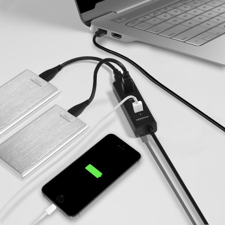 AXAGON HUE-S2BL USB-A-Hub, 4x USB 3.0, external power supply - 1.2 m image number 1