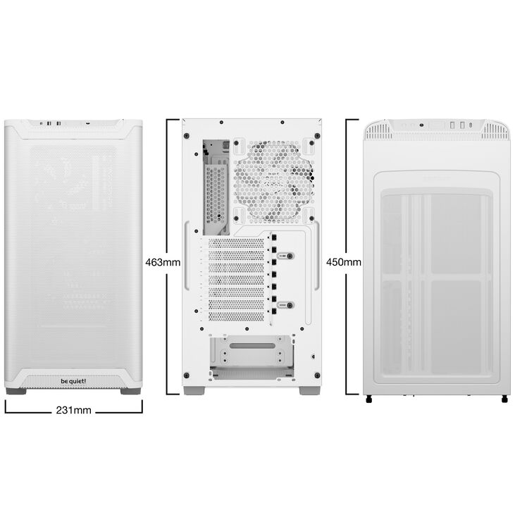 be quiet! Pure Base 501 Airflow PC-Gehäuse, Midi-Tower, ATX, Tempered Glass - weiß image number 2