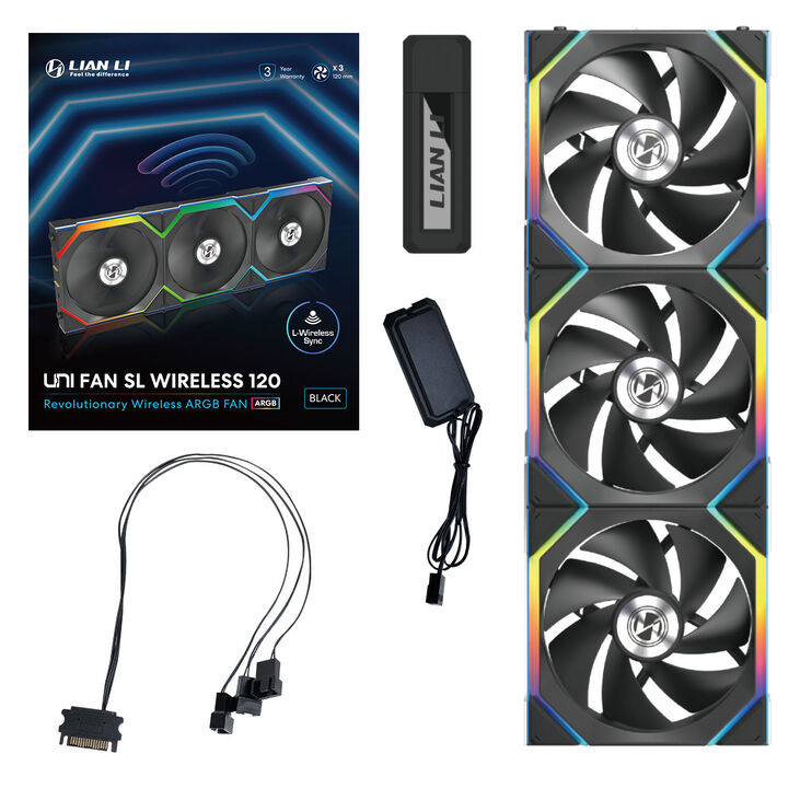 Lian Li UNI FAN SL Wireless ARGB PWM Fan, 3-Pack incl. Controller - 120 mm, black image number 10