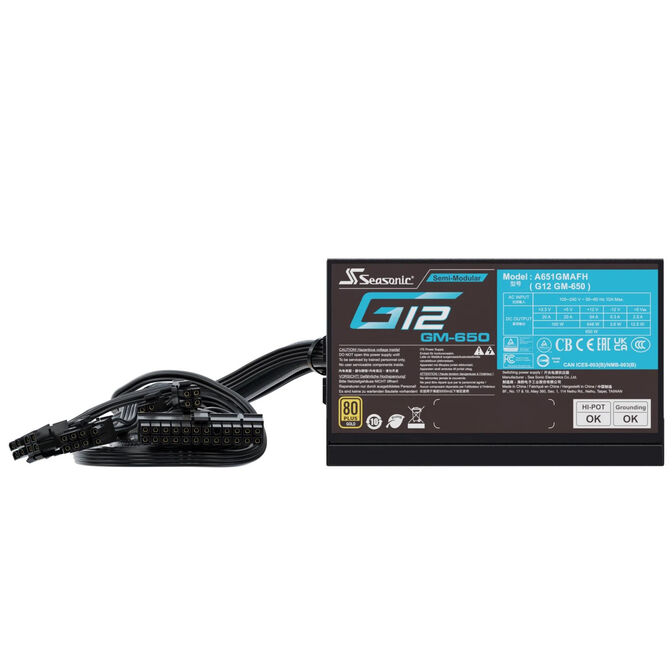 Seasonic G12 GM 80 PLUS Gold Netzteil, halbmodular - 650 Watt, schwarz image number 6
