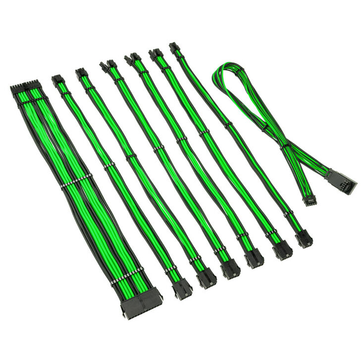 Kolink Core Pro Braided Cable Extension Kit 12V-2x6 Type 1 - Venom Green image number 1
