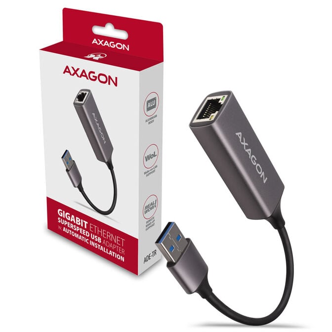 AXAGON ADE-TR Gigabit Ethernet 10/100/1000 Adapter - USB 3.1 Typ A, Titangrau image number 1