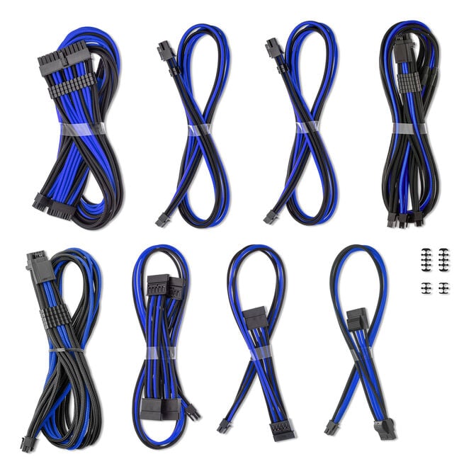 CableMod C-Series Pro ModMesh Sleeved 12V-2x6 12VHPWR Dual StealthSense-Kabel-Kit f&uuml;r Corsair RMi, RMx (Black Label) - schwarz/blau image number 1