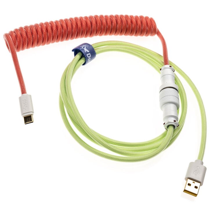 Ducky Premicord Strawberry Frog coiled cable, USB Type C to Type A - 1.8m image number 0