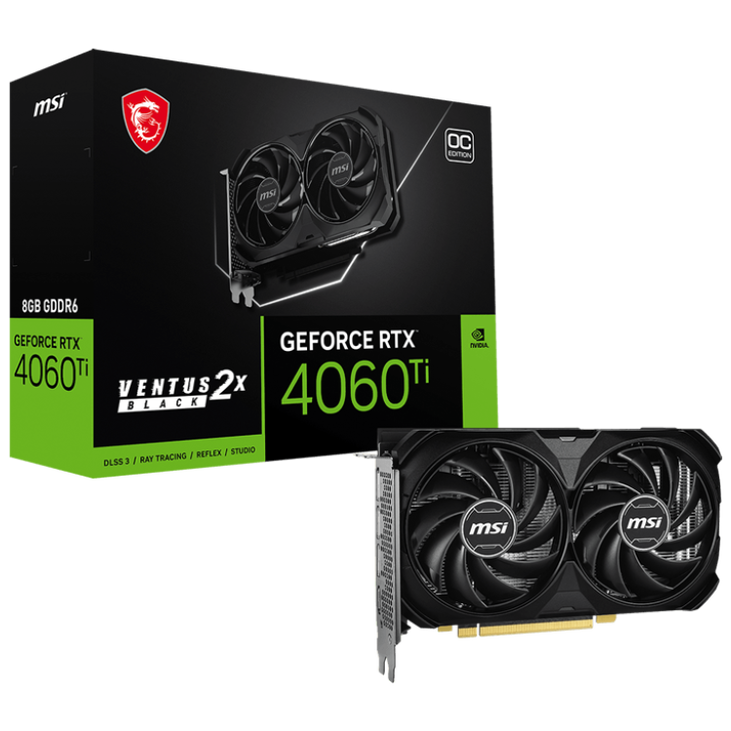 MSI GeForce RTX 4060 Ti Ventus 2X Black E1 OC, 8192 MB GDDR6 image number 0