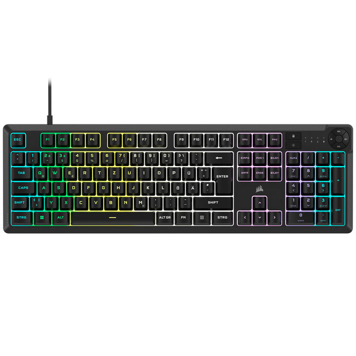 Corsair Gaming K55 Core RGB Gaming Tastatur, Full-Size (100%), Rubber Dome – schwarz, ISO (DE) image number 2