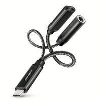 AXAGON ADA-HCPD USB-C zu 3.5-mm-Klinkenstecker und USB-C, Hi-Res DAC, 384kHz/32bit, 60 W PD - schwarz