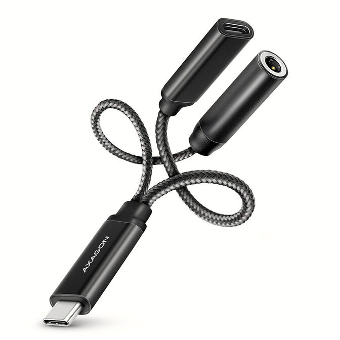 AXAGON ADA-HCPD USB-C zu 3.5-mm-Klinkenstecker und USB-C, Hi-Res DAC, 384kHz/32bit, 60 W PD - schwarz image number 0