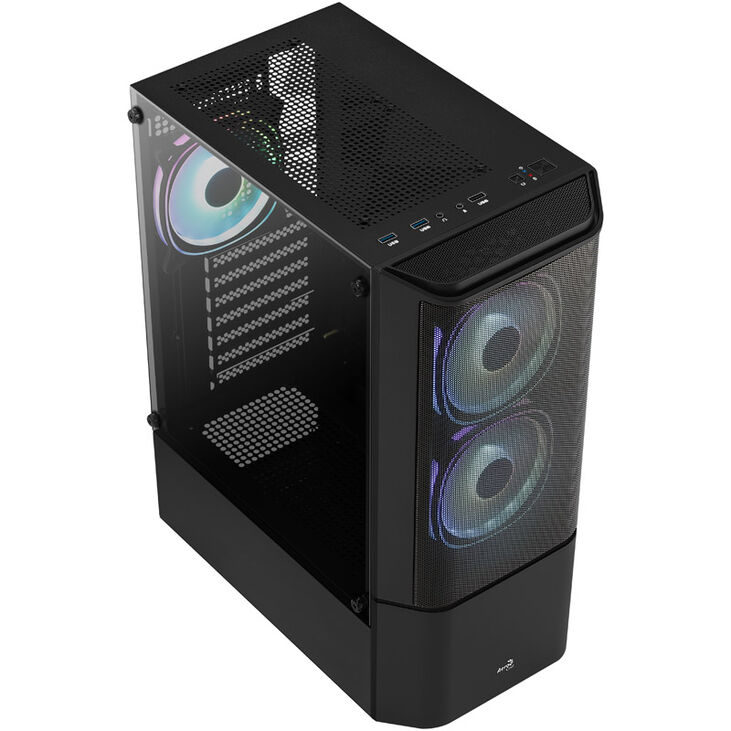 Aerocool Quantum Mesh v3 Mid Tower, RGB, Tempered Glass - Black image number 1