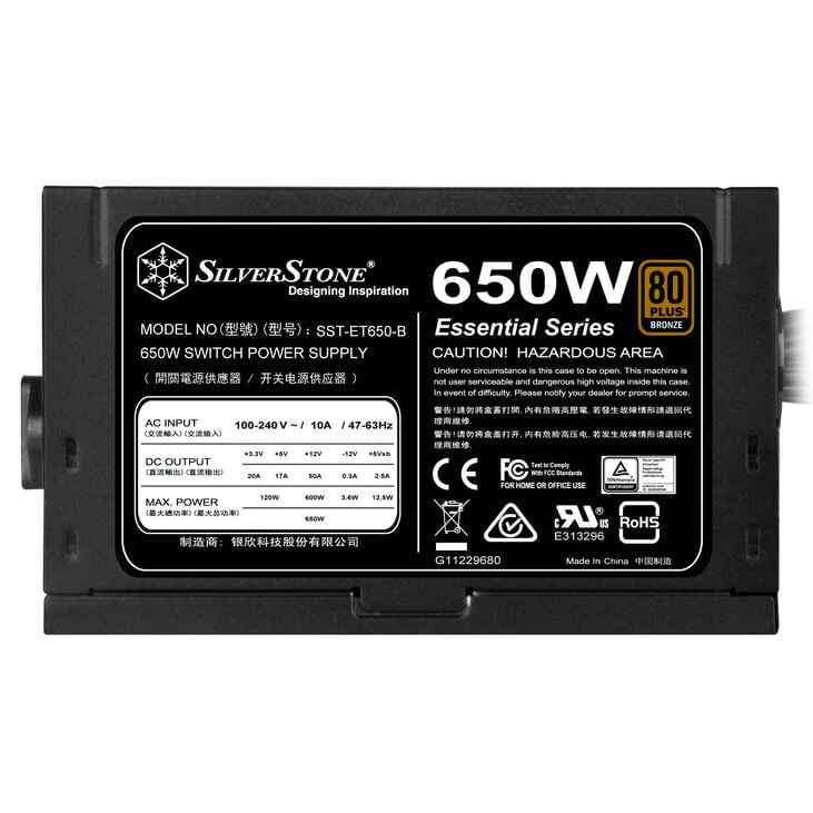 SilverStone SST-ET650-B v1.4 Strider Essential Series 80 PLUS Bronze - 650 Watt image number 2