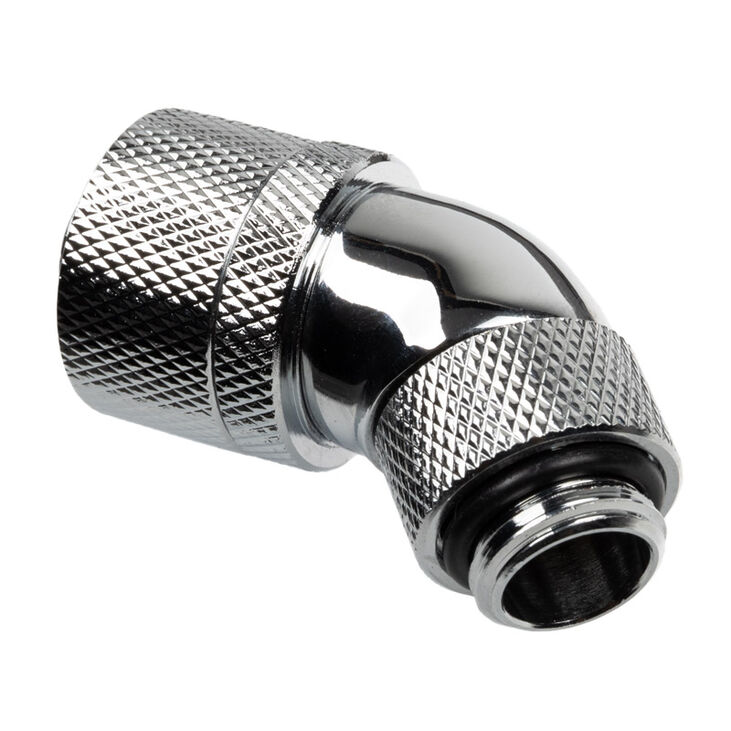 Alphacool HF Connection 45 Degree G1/4 Inch Female Thread to 16/10mm - Rotatable, Chrome Silver image number 1