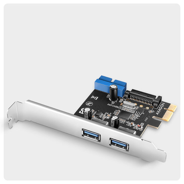 AXAGON PCEU-232RS expansion card, PCIe 4.0 x1, 4x USB 3.0, 2x internal - black image number 2