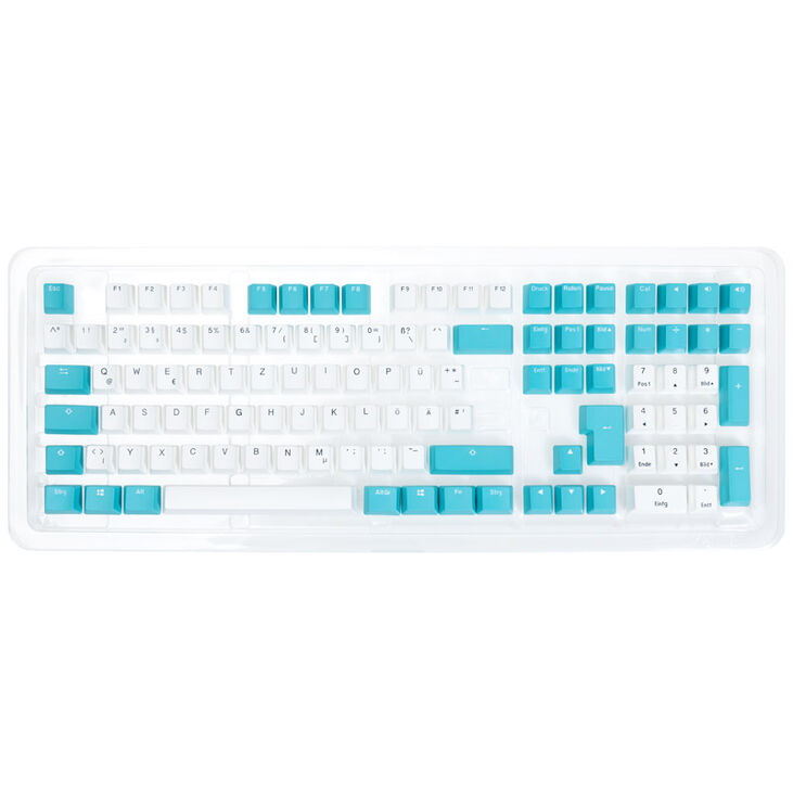 Ducky Keycap Set, PBT, ISO (DE) - weiß/blau image number 1