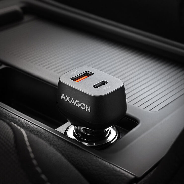 AXAGON PWC-PQ38 Auto-Ladegerät, 1x USB-A QC 3.0 + 1x USB-C PD, 38W, CL-Stecker - schwarz image number 2