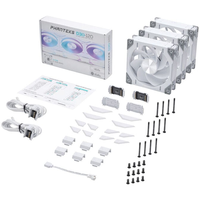 PHANTEKS NV7 - wei&szlig; + D30 PWM Reverse Airflow D-RGB L&uuml;fter, 3er Pack - 120mm image number 9
