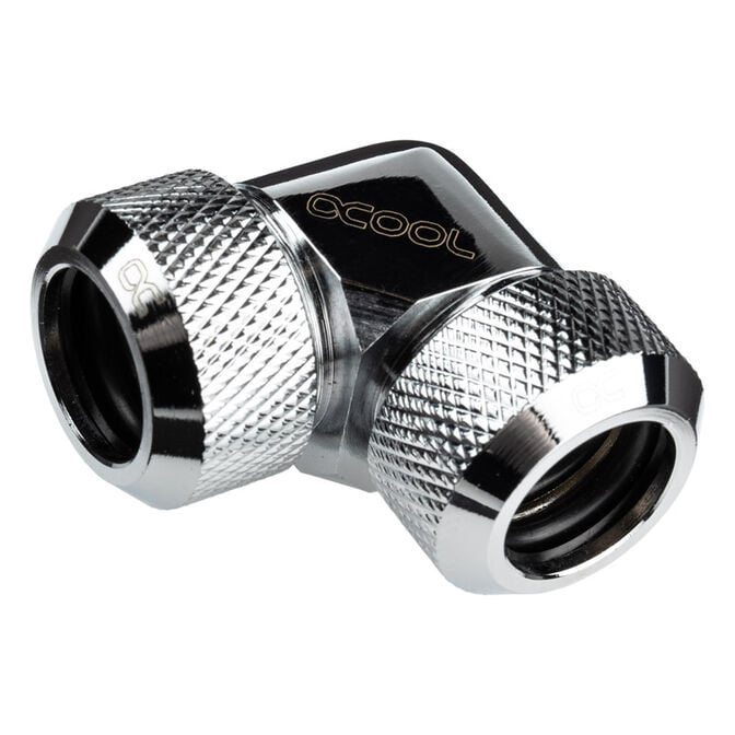 Alphacool Eiszapfen 13mm hard tube screw-in fitting 90 degree L-connector acrylic-brass tubes - chrome image number 0
