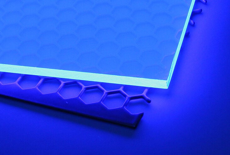Acrylglas GS transparent, blau fluoreszierend in 400x400mm image number 2