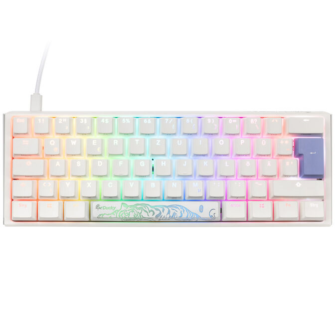 Ducky One 3 Classic Pure White Mini Gaming Keyboard, RGB LED - MX-Black image number 1