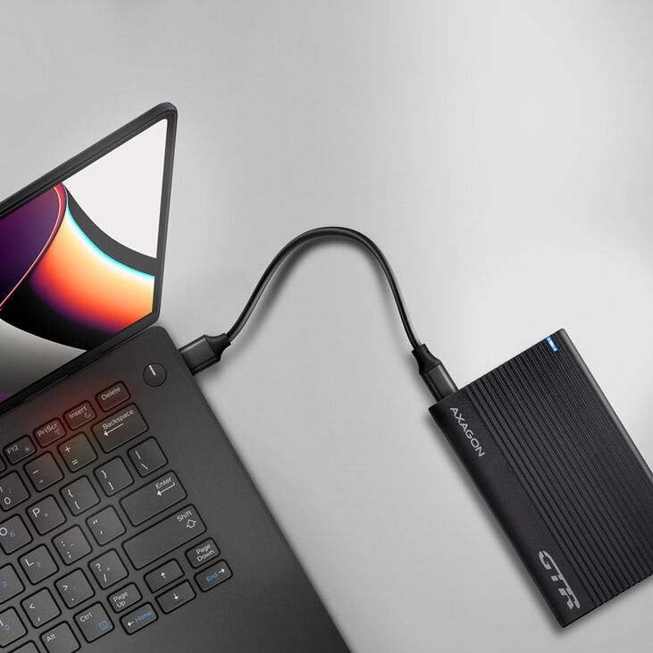 AXAGON EE25-GTR USB-C 3.2 Gen 2 - SATA 6G, 2.5" external hard drive enclosure, grooved - black image number 1