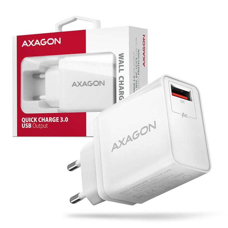 AXAGON ACU-QC19W Charger, 1x QC3.0/AFC/FCP/SMART, 19W - white image number 5