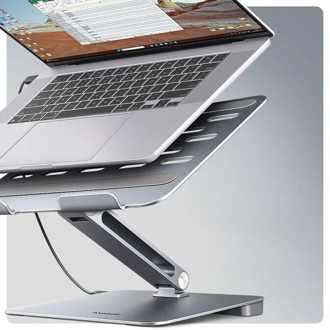 AXAGON HMC-STND Stand for Laptops and Tablets, USB-C Hub - silver image number 1