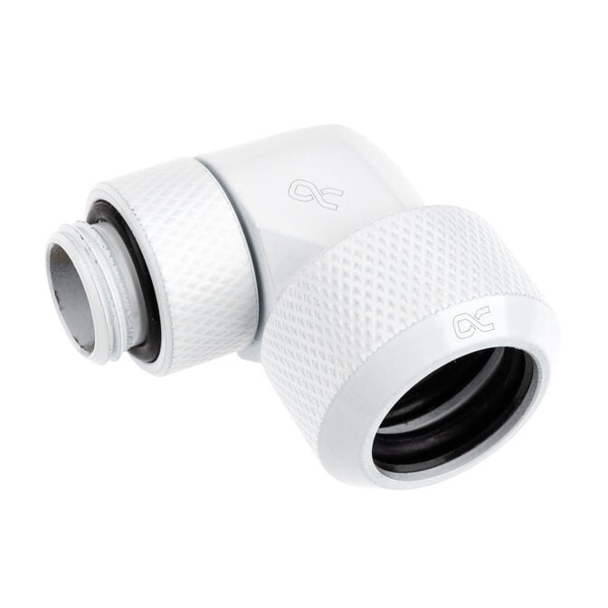 Icicle Fitting 90 Degree G1/4 Inch Female Thread to 16mm OD Hardtube - Rotatable, - White image number 0