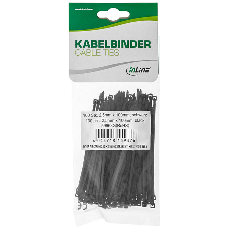 InLine Cable Tie Set 100 Pieces - Black image number 1